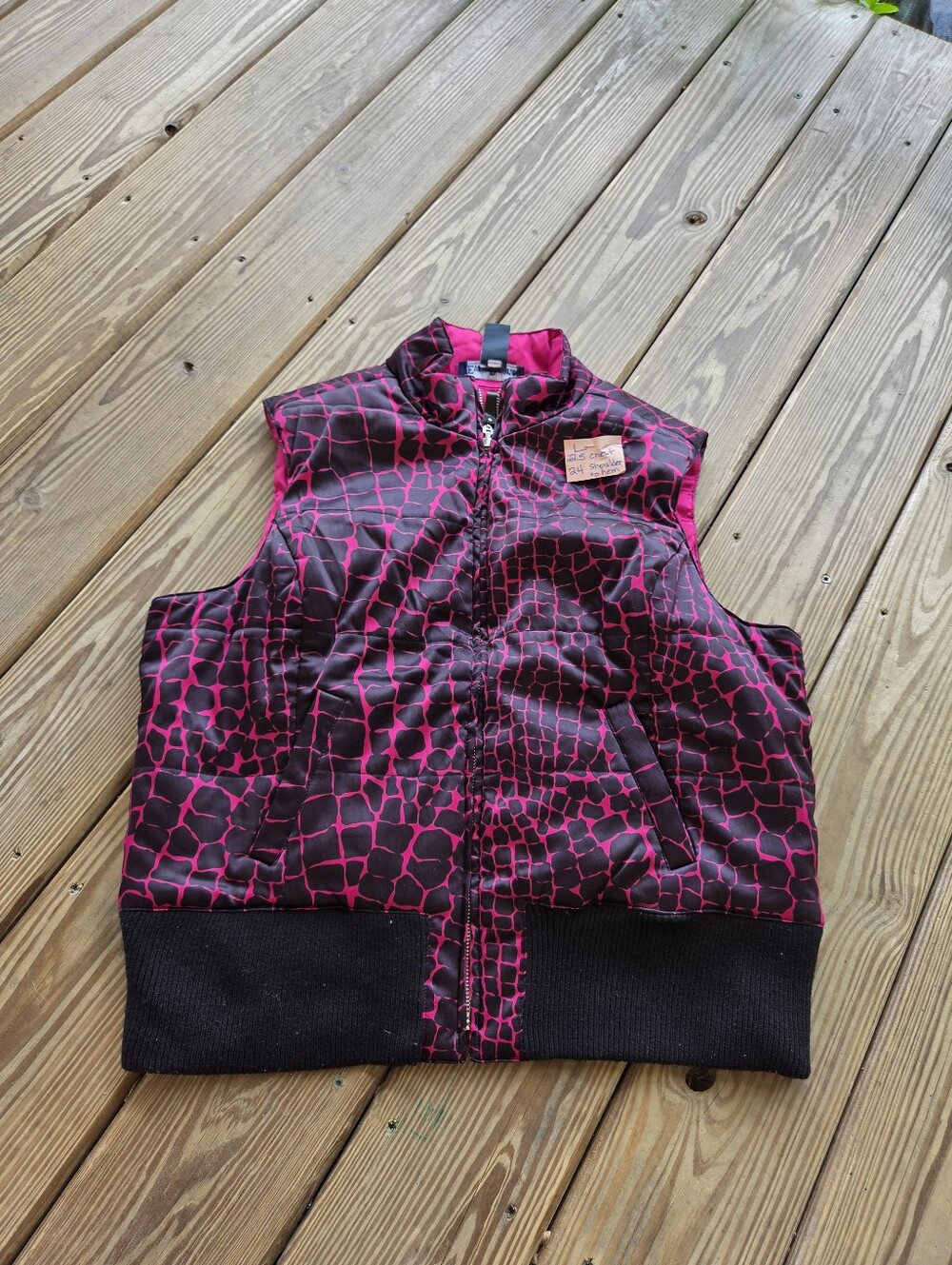 Vintage Y2K Hot Pink Giraffe Puffer Vest Size L